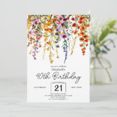ヴィンテージカスタムワイルドフラワーズ40歳の誕生日 招待状 (スタンド正面)