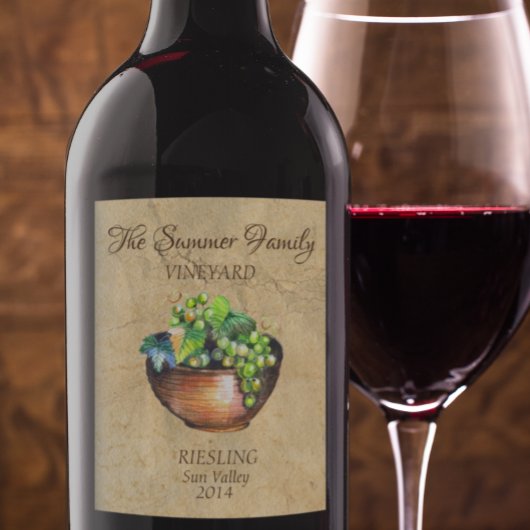 ヴィンテージカスタムワインブドウ白 ワインラベル