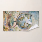 ヴィンテージカスタムワールドトラベルアートスポーツ ハンドタオル (ハンドタオル)