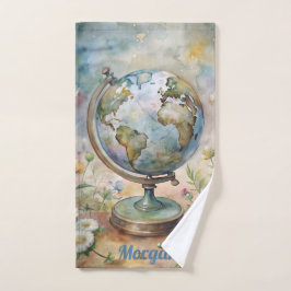 ヴィンテージカスタムワールドトラベルアートスポーツ ハンドタオル