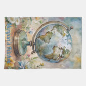 ヴィンテージカスタムワールドトラベルアート キッチンタオル (横)