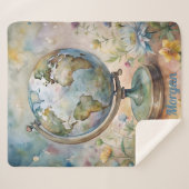 ヴィンテージカスタムワールドトラベルアート シェルパブランケット (正面(横))