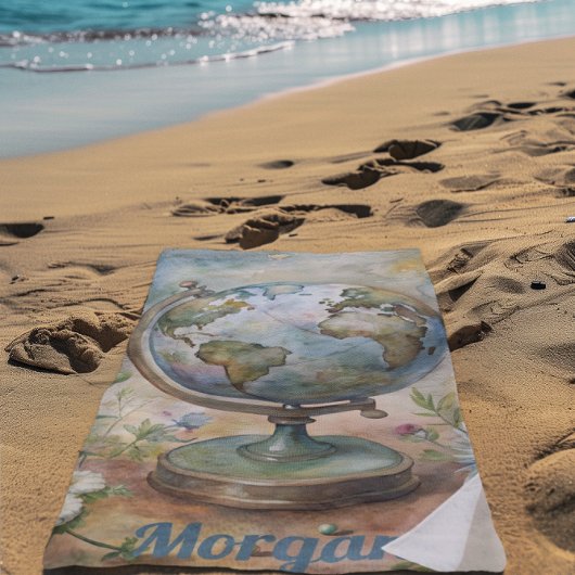 ヴィンテージカスタムワールドトラベルアート ビーチタオル