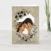 ヴィンテージカスタム写真ひまわりフローラ記念日 カード (正面)