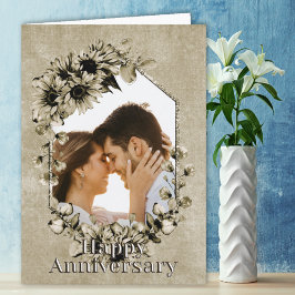 ヴィンテージカスタム写真ひまわりフローラ記念日 カード