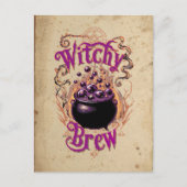 ヴィンテージカスタム怖いカルドロンブルハロウィンウィッチ ポストカード (正面)