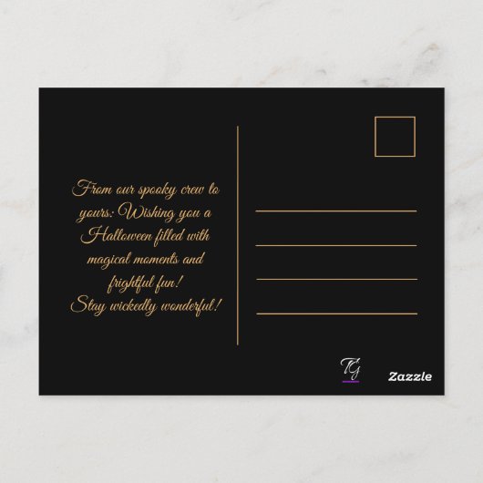 ヴィンテージカスタム怖いゴシック文字のハロウィンウィッチ ポストカード (裏面)