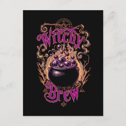 ヴィンテージカスタム怖いゴシック文字のハロウィンウィッチ ポストカード (正面)