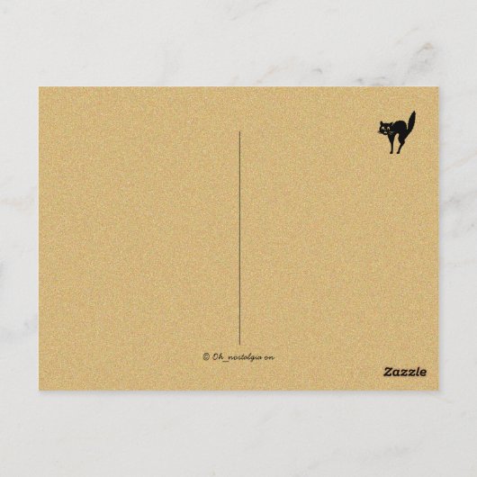 ヴィンテージカスタム文字ブラックキャットバンジョハロウィーン ポストカード (裏面)
