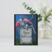 ヴィンテージカスタム文字骨格オントゥームハロウィーン ポストカード (スタンド正面)