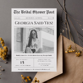 ヴィンテージカスタム新聞ブライダルシャワー 招待状