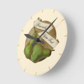 ヴィンテージカスタム梨レトロフルーツオールドスクール ラウンド壁時計 (傾斜)