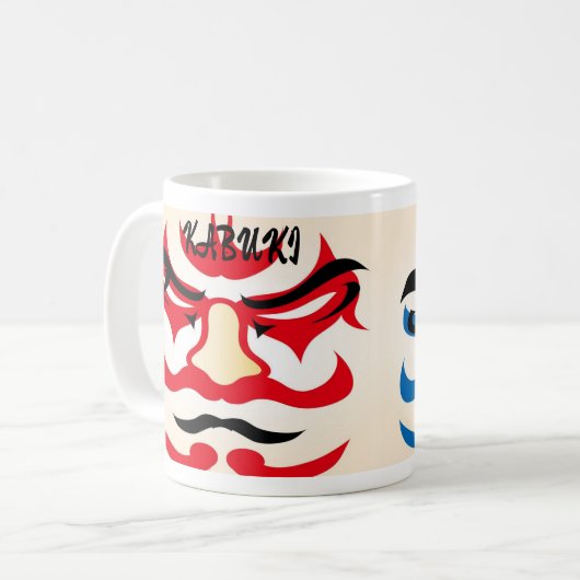 ヴィンテージカスタム歌舞伎の美学おもしろい日本の コーヒーマグカップ (正面左)
