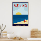 ヴィンテージカスタム湖またはビーチポスター ポスター (キッチン)
