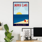 ヴィンテージカスタム湖またはビーチポスター ポスター (ホームオフィス)