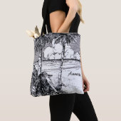 ヴィンテージカスタム熱帯ビーチエッチングトートバッグ トートバッグ (クローズアップ)