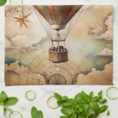 ヴィンテージカスタム熱気球 | アンティーク旅行 キッチンタオル (折り畳み)