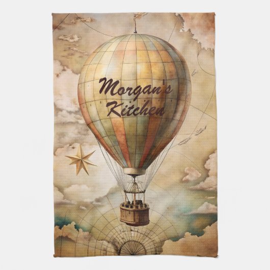 ヴィンテージカスタム熱気球 | アンティーク旅行 キッチンタオル (縦)