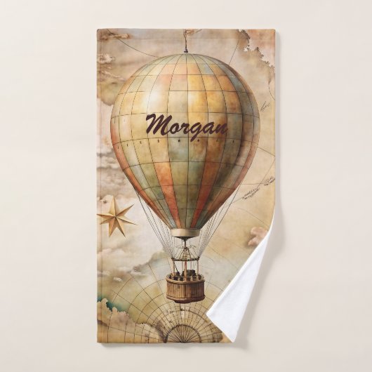 ヴィンテージカスタム熱気球 | アンティーク旅行 ハンドタオル (ハンドタオル)