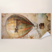 ヴィンテージカスタム熱気球 | アンティーク旅行 ビーチタオル (正面)