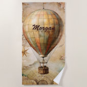 ヴィンテージカスタム熱気球 | アンティーク旅行 ビーチタオル (正面)