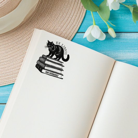 ヴィンテージカスタム猫ブック ラバースタンプ