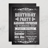 ヴィンテージカスタム石板シャルボードバースデーパーティー 招待状 (正面/裏面)