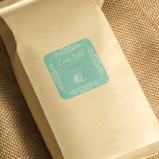 ヴィンテージカスタム緑茶ラベル スクエアシール