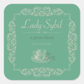 ヴィンテージカスタム緑茶ラベル スクエアシール (正面)