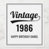 ヴィンテージカスタム誕生イヤーブラック&ホワイト誕生日 ワインラベル (シングルラベル)