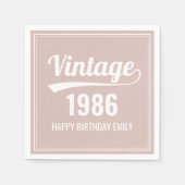 ヴィンテージカスタム誕生年ピンク誕生日 スタンダードカクテルナプキン (正面)