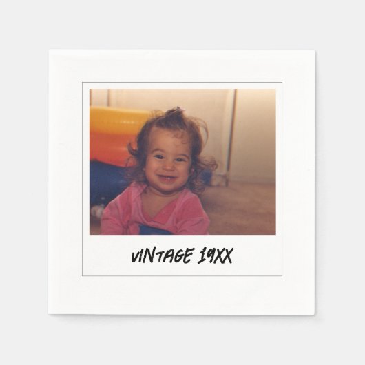 ヴィンテージカスタム誕生日パーティーベビーフォトナプキンス スタンダードカクテルナプキン (正面)
