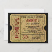 ヴィンテージカスタム金ゴールドを許可する1つのチケット招待状 招待状 (正面)