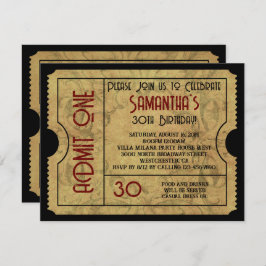 ヴィンテージカスタム金ゴールドを許可する1つのチケット招待状 招待状