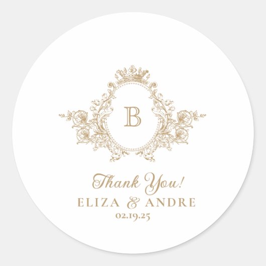 ヴィンテージカスタム金ゴールドモノグラム結婚クレストのシール ラウンドシール (正面)