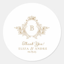 ヴィンテージカスタム金ゴールドモノグラム結婚クレストのシール