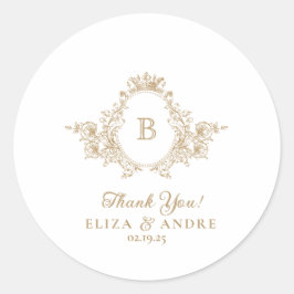 ヴィンテージカスタム金ゴールドモノグラム結婚クレストのシール ラウンドシール