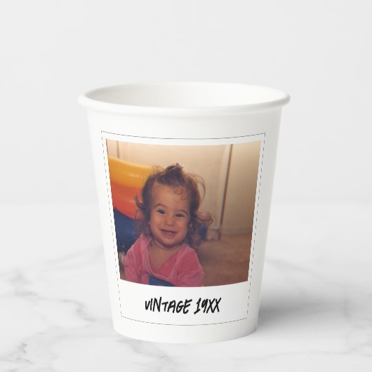 ヴィンテージカスタム顔パーソナライズされた紙パーティーカップ 紙コップ (正面)