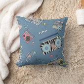 ヴィンテージカセットのプレーヤー：レトロシームレスなアート クッション (ブランケット)