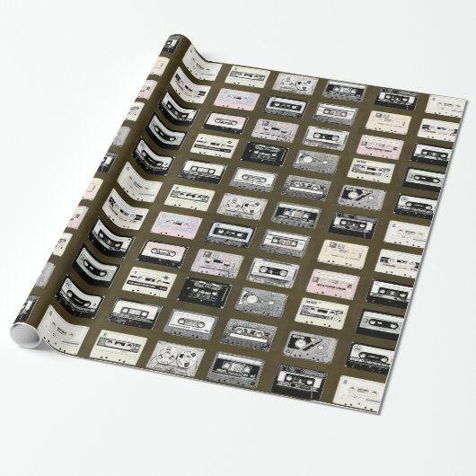 ヴィンテージカセットテープのミックステープ収集 ラッピングペーパー (アンロールド)