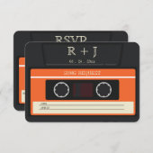 ヴィンテージカセットテープの曲の要求RSVP結婚の エンクロージャーカード (正面/裏面)