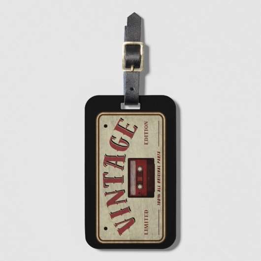 ヴィンテージカセットテープ限定版音楽愛好家 ラゲッジタグ (正面縦)