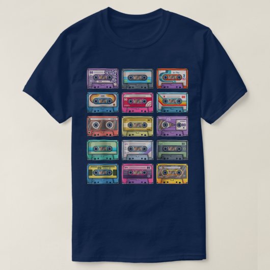 ヴィンテージカセットテープ集80年代90年代の音楽 Tシャツ (デザイン正面)