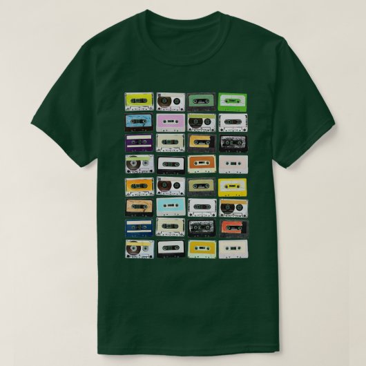 ヴィンテージカセットテープ70年代80年代90年代の音楽  Tシャツ (デザイン正面)