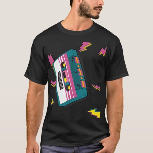 ヴィンテージカセットテープ80s 90sレトロNeon Tシャツ (正面)