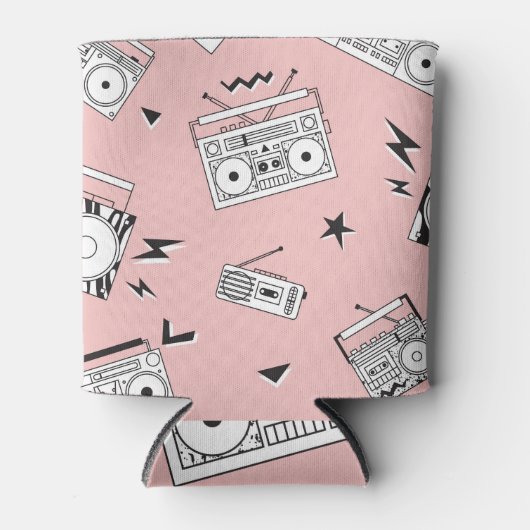 ヴィンテージカセットプレーヤー:レトロパターン。 缶クーラー (正面)