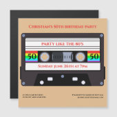 ヴィンテージカセット魔法の誕生日の招待 マグネット招待状 (正面/裏面)