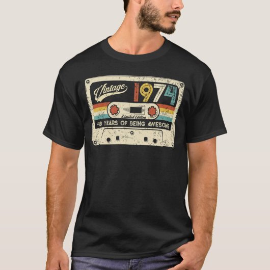 ヴィンテージカセット1974 48th誕生日パーティー tシャツ (正面)