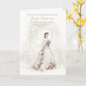 ヴィンテージカソリック花嫁フローラロザリオ&クロス カード (黄色い花)