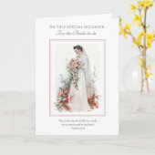 ヴィンテージカソリック花嫁フローラロザリオ&クロス カード (黄色い花)